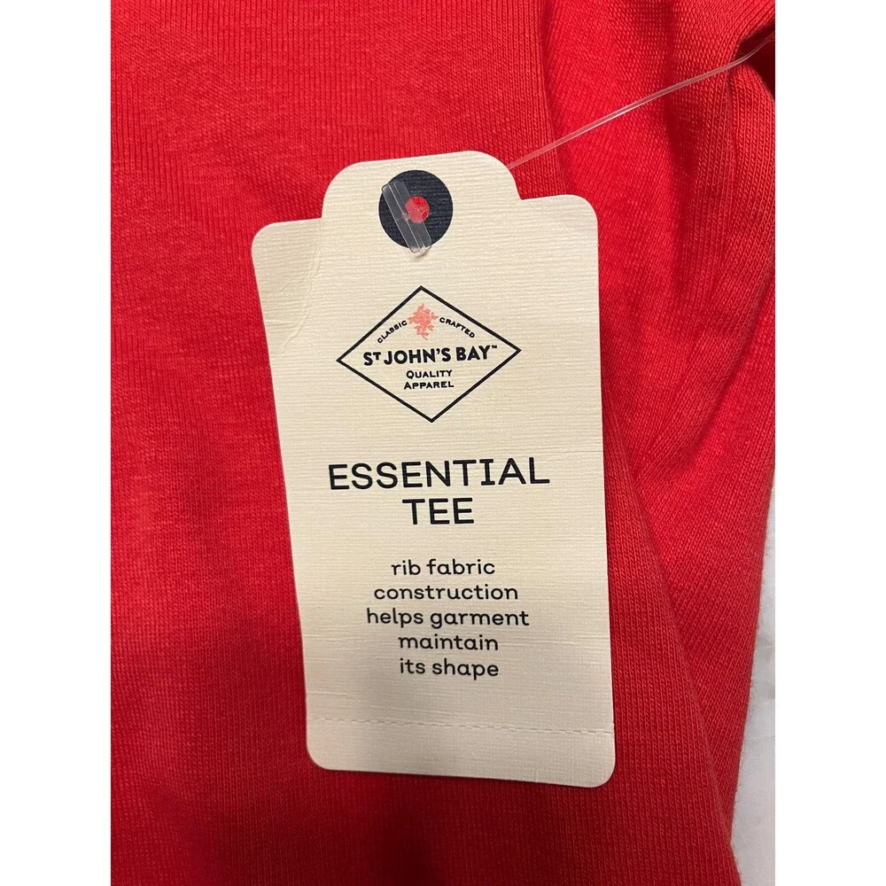 NWT St Johns Bay V-Neck Tee Shirt Short Sleeve Vibrant Orange Size XS - Picture 4 of 6